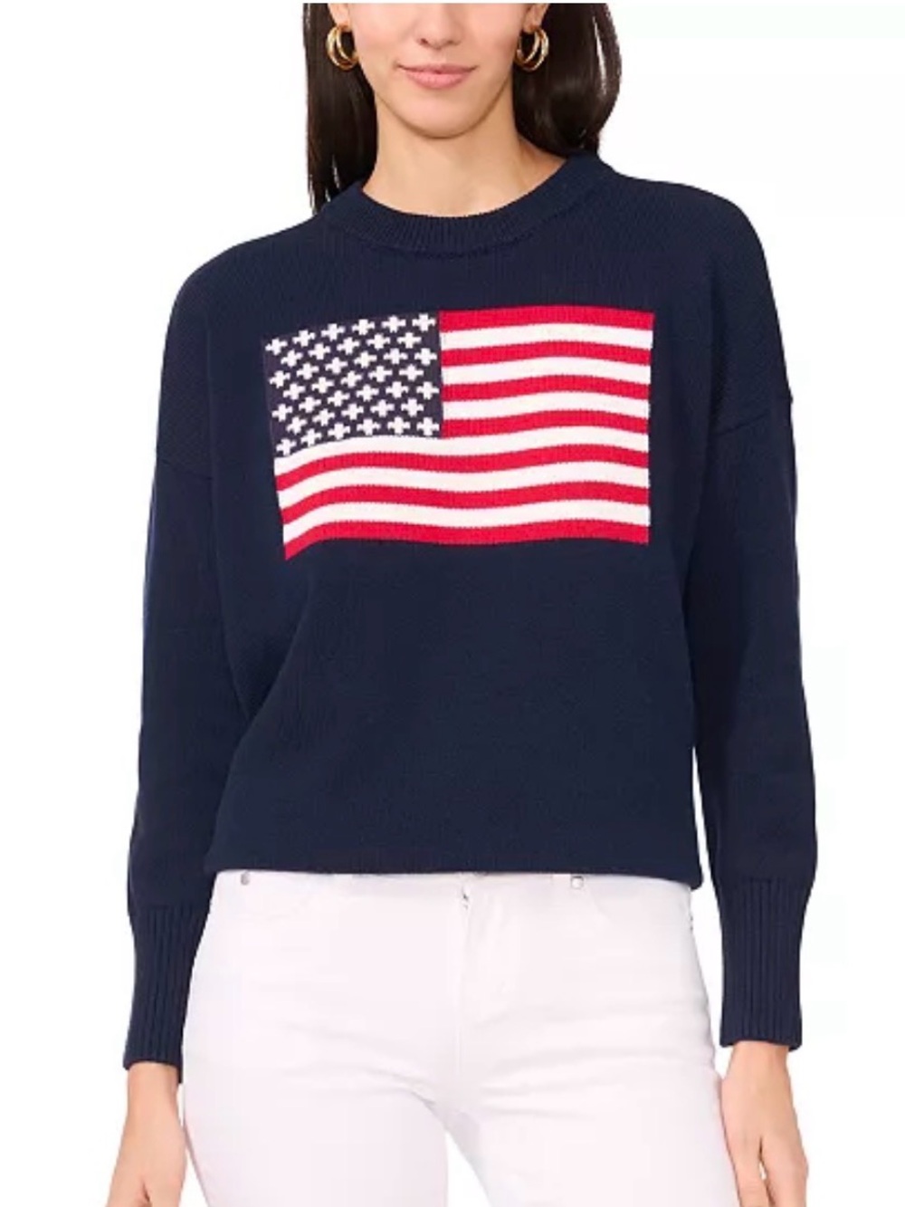 NWT Vince Camuto Women's Cotton Flag-Graphic Sweatshirt